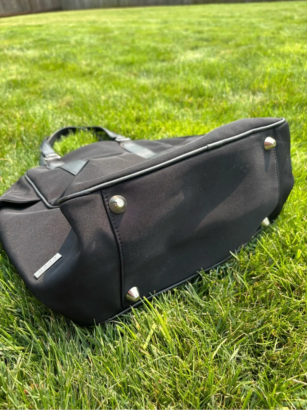 HOBO Black Nylon Hobo with Leather Trim